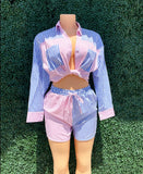 Pink and blue striped 2pc